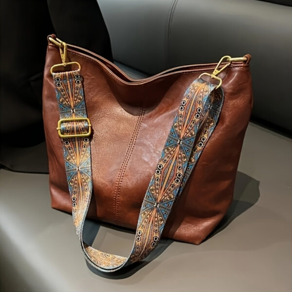 Bohemian Style Large Capacity Women'S Shoulder Bag, Vintage Wide Strap Crossbody Bag, Casual Commuting Bag - Image 10