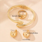 2pcs of Teardrop Earrings + 1pc of Bracelet + 1pc of Ring Geometric Teardrop Shape Women'S Jewelry Set Suitable for Daily Wear And Versatile Party Gifts - Image 5