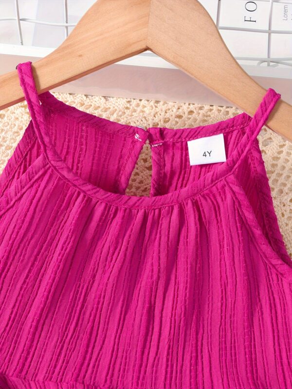 2-Piece Girl's Sleeveless Sling Top + Straight Pants Trendy Set Holiday Summer Outdoor Outfits Clothes - Image 3
