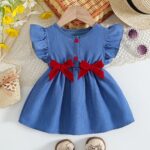 Summer Fashion Versatile Dress for Baby Girls, Featuring a Denim Sleeveless Design, Perfect for Outings And Embodying a Sweet, Princess-Like Style.