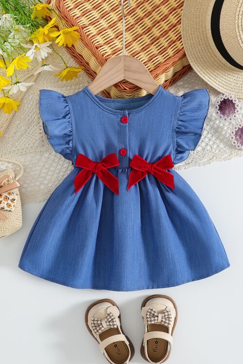 Summer Fashion Versatile Dress for Baby Girls, Featuring a Denim Sleeveless Design, Perfect for Outings And Embodying a Sweet, Princess-Like Style.