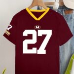 Women's V-Neck Short Sleeve Casual Letter & Number Print Loose Comfort Fashion T-Shirt - Maroon with Golden Accents, Lightweight Polyester, Perfect for Summer Style, Summer Tshirt | Casual Fashion | Polyester Fabric, Ladies T Shirts - Image 3