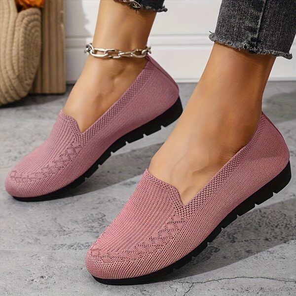 Women'S Purple Knit Loafers - Slip-On, Lightweight, Non-Slip Flat Walking Shoes, Casual All-Season Low Top Fabric Sneakers, PVC Sole and Fabric Insole, Comfortable and Breathable, Allseason Loafers | Casual Loafers | Comfortable Footwear, Loafer Sneakers - Image 12