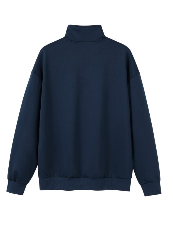 Men's Casual Zip-Up Pullover Sweatshirt - Soft, Comfortable Long Sleeve with Rose Logo, Stand Collar, Ideal for Spring/Fall, 100% Polyester - Image 6