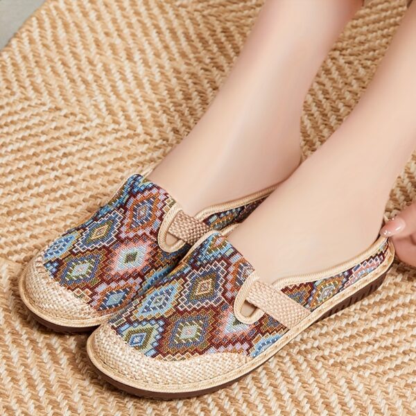 Women's Casual Slip-On Flats, Breathable Fabric Upper with Rubber Sole, All-Season Comfort Shoes with Plain Toe Design, Breathable Flats|Patterned Slipon Loafers|Durable Comfort Shoes - Image 8