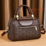 Designer-Inspired Boston Handbag for Women, Large Capacity Shoulder Bag with Zipper Closure, Polyester Lined, Painted Edges, Fashionable Versatile Crossbody Purse for Mature Ladies - Image 3