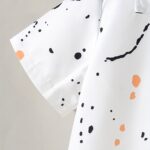 Summer Set for Boys with Splashed Ink Printed Short Sleeve Shirt + Plain Color Shorts - Image 6