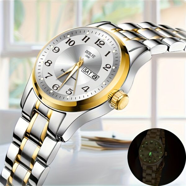 DEBLVE Women'S Ultra-Thin Stainless Steel Quartz Watch - Stylish, Lightweight, IPX7 with Calendar, Luminous Day Display, and Stainless Steel Band - Perfect for Casual Wear, DEBLVE - Image 2