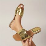 2025 Summer New Arrival Women's Shoes Casual Outdoor Lightweight Sandals Fashionable Open-Toe Slip-Ons Minimalist Resort Beach Slippers Comfortable Flat Slide Sandals Ladies' & Girls' Footwear Golden nude white black - Image 2