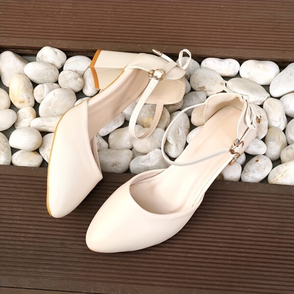 Women'S Elegant French-Inspired Mid-Heel Sandals with Ankle Strap & Bow Detail - Chic Pointed Toe Block Heel Pumps for Spring/Summer, Versatile & Fashionable Hollow Cutouts, Strappy Sandals - Image 13