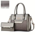 Set Women's Handbags, Elegant Vintage PU Leather Tote With Lizard & Octopus Embossing, Large Capacity Shoulder Bag For Daily & Office Use - Image 7
