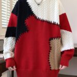 Men's Color-Block Cable Knit Sweater - Soft Warm All-Season Casual Pullover with Contrast Design, Machine Washable Regular Fit Round Neck Long Sleeve, Knitted Sweater, Durable Comfort Wear - Image 8
