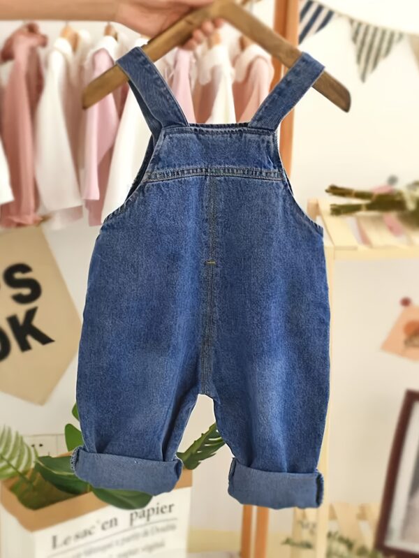 Kids' Denim Overalls - Cartoon Design, Long Sleeve, Pockets, Adjustable Straps, Loose Fit for Boys, Spring/Fall Casual Wear, for Outdoor - Image 2