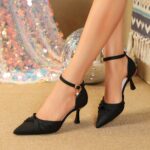 Elegant Women'S Pointed-Toe High Heel Shoes - Spring/Summer 2025 Collection, Black Faux Cover with Stiletto Heel & Ankle Strap, Professional & Chic Design for Casual or Dressy Outfit - Image 6