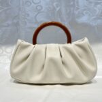Elegant White Pleated Cloud Satchel - PU Leather Underarm Shoulder Bag, Magnetic Closure, Polyester Lined, Guangzhou Crafted