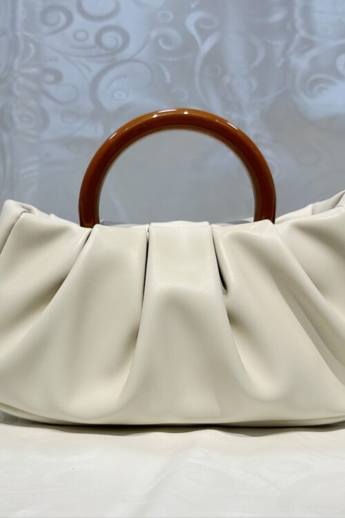 Elegant White Pleated Cloud Satchel – PU Leather Underarm Shoulder Bag, Magnetic Closure, Polyester Lined, Guangzhou Crafted
