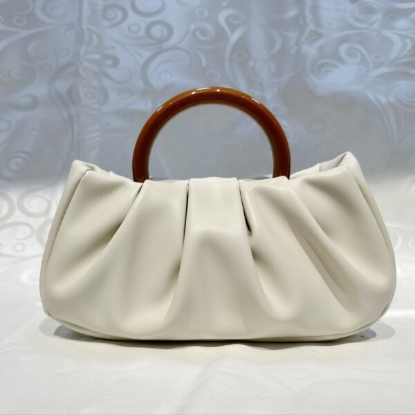 Elegant White Pleated Cloud Satchel - PU Leather Underarm Shoulder Bag, Magnetic Closure, Polyester Lined, Guangzhou Crafted