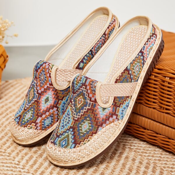 Women's Casual Slip-On Flats, Breathable Fabric Upper with Rubber Sole, All-Season Comfort Shoes with Plain Toe Design, Breathable Flats|Patterned Slipon Loafers|Durable Comfort Shoes - Image 6