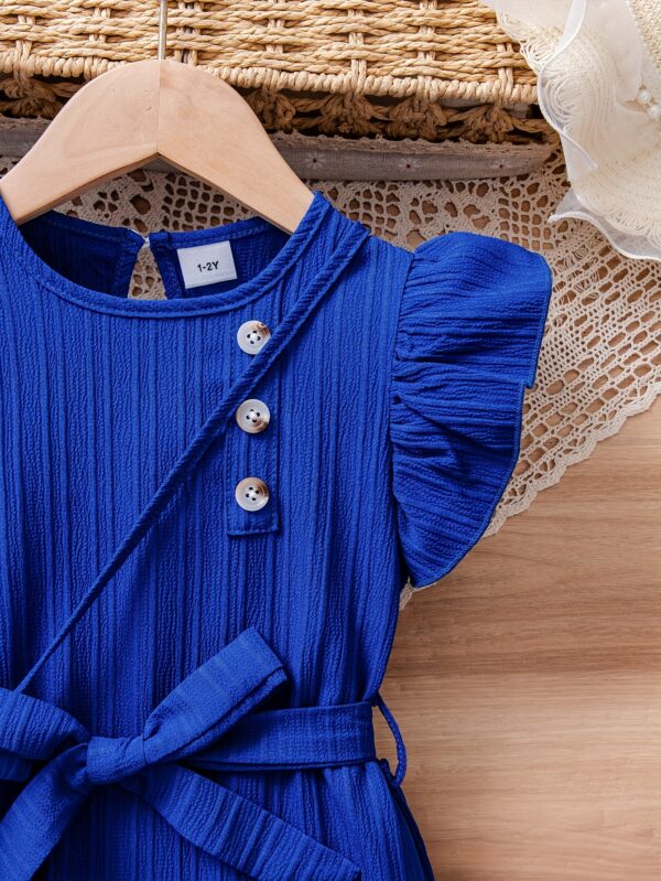 3pcs Set for Little Girls: Outdoor Sports Flying Sleeve Dress + Bag - Image 9