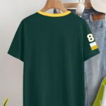 Women'S V-Neck Short-Sleeve T-Shirt with Letter And Number Print in a Color-Block Design - Image 2