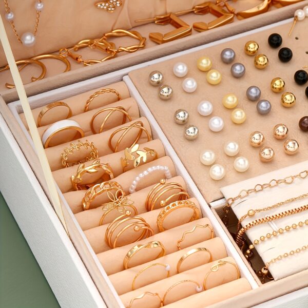 5pcs/91pcs/set Fashionable and Elegant Love Butterfly Five-pointed Star Imitation Pearl Multi-Element Necklace Bracelet Ring Earrings Earrings Five-in-One Jewelry Multi-Set High Value Gift Quick Delivery Halloween Christmas Valentine'S Day Best Choice No Box - Image 5