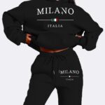 Casual Letter Print Sporty Pantsuits, Long Sleeve Drawstring Hoodie & Jogger Sweatpants Outfits, Women's Clothing - Image 7