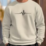 ECG Pattern Print Men's Long Sleeve Crew Neck Sweatshirt, Pullover Sweatshirt, Casual Comfortable Versatile Top For Spring & Autumn, Outdoor Sports - Image 9