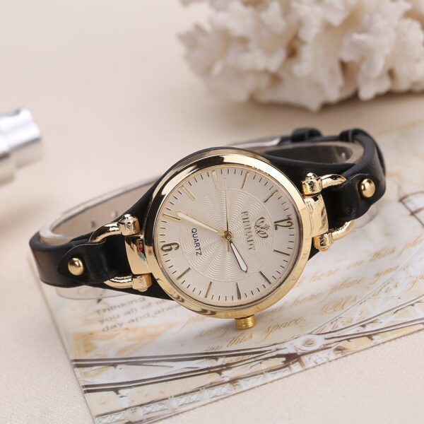 Wal-Joy Women's Elegant Minimalist Quartz Watch with White Dial, Golden-Tone Markers & Light Brown Faux Leather Strap - Casual Chic Casual Attire, Stylish Wristwatch | Sleek Round Case | Clear Numeral Markers - Image 4