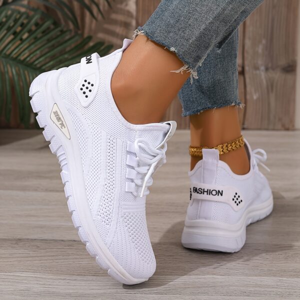Women's White Breathable Mesh Running Shoes - Comfortable Low-Top Sneakers with Rubber Sole for Travel, Vacation & Casual Wear, Sleek Shoe Design | Cushioned Support - Image 16