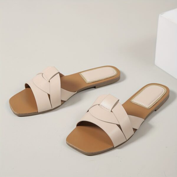 2025 Summer New Arrival Women's Shoes Casual Outdoor Lightweight Sandals Fashionable Open-Toe Slip-Ons Minimalist Resort Beach Slippers Comfortable Flat Slide Sandals Ladies' & Girls' Footwear Golden nude white black - Image 8
