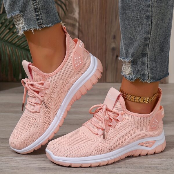 Women's White Breathable Mesh Running Shoes - Comfortable Low-Top Sneakers with Rubber Sole for Travel, Vacation & Casual Wear, Sleek Shoe Design | Cushioned Support - Image 9