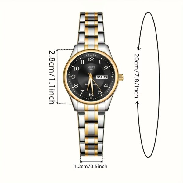 DEBLVE Women'S Ultra-Thin Stainless Steel Quartz Watch - Stylish, Lightweight, IPX7 with Calendar, Luminous Day Display, and Stainless Steel Band - Perfect for Casual Wear, DEBLVE - Image 6