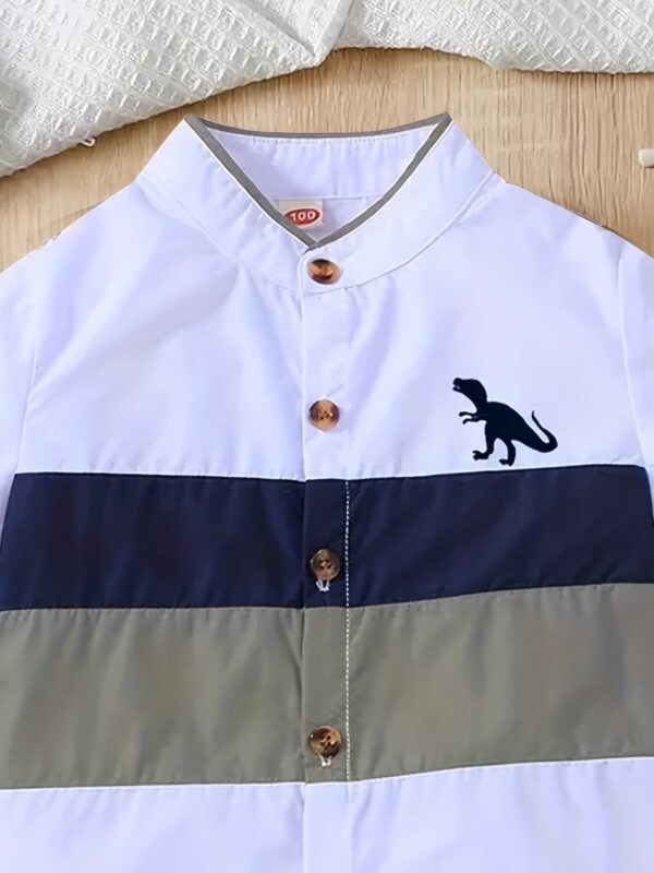 2pcs, Baby Boy's Trendy Short Sleeves Dinosaur Pattern Shirt + Versatile Shorts Set, Casual Comfy Summer Outdoor Clothes - Image 3