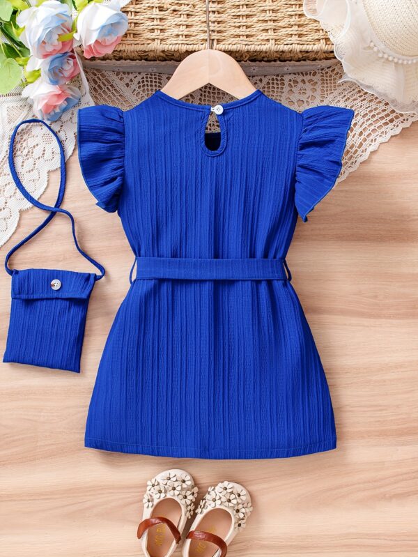 3pcs Set for Little Girls: Outdoor Sports Flying Sleeve Dress + Bag - Image 6