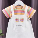 A New Baby Girl'S Summer Dress, Featuring Striped Short Sleeves And a Faux Two-Piece Design, Made of Pure Cotton, Perfect for Little Ones. - Image 4