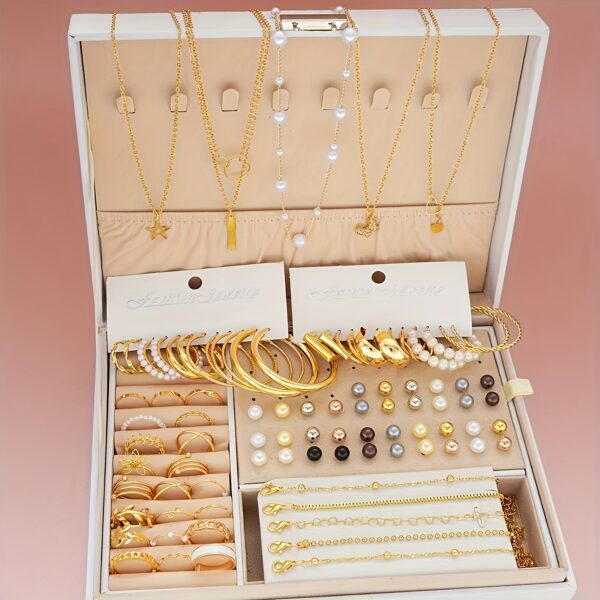 5pcs/91pcs/set Fashionable and Elegant Love Butterfly Five-pointed Star Imitation Pearl Multi-Element Necklace Bracelet Ring Earrings Earrings Five-in-One Jewelry Multi-Set High Value Gift Quick Delivery Halloween Christmas Valentine'S Day Best Choice No Box - Image 3