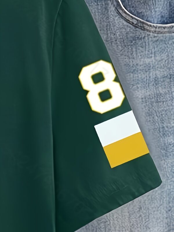 Women'S V-Neck Short-Sleeve T-Shirt with Letter And Number Print in a Color-Block Design - Image 4