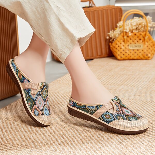 Women's Casual Slip-On Flats, Breathable Fabric Upper with Rubber Sole, All-Season Comfort Shoes with Plain Toe Design, Breathable Flats|Patterned Slipon Loafers|Durable Comfort Shoes - Image 10