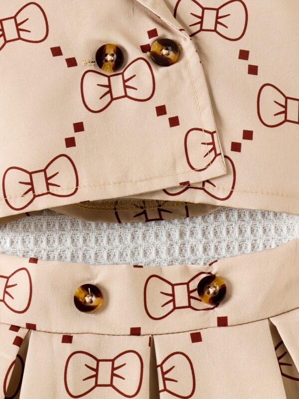 P100574 Fashion Sleeveless Top with Butterfly Knot Print And Pleated Skirt Set for Little Girls - Image 10