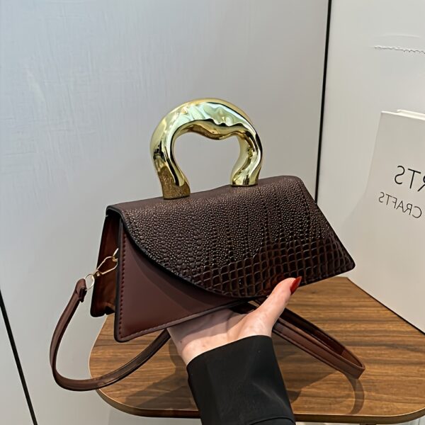 1pc 6 Colors to Choose from - Elegant Crocodile Imitation Clutch - Fashionable And Versatile Shoulder Crossbody Bag - with Detachable Shoulder Strap - Waterproof Evening Bag with Golden Swan-Shaped Handles, Adding Elegance And Sophistication, Suitable for Matching Simple And Capable Clothing, And for Attending Weddings, Parties And Banquets - Choose from Black/White/Blue/Grey And Other Colors. - Image 9