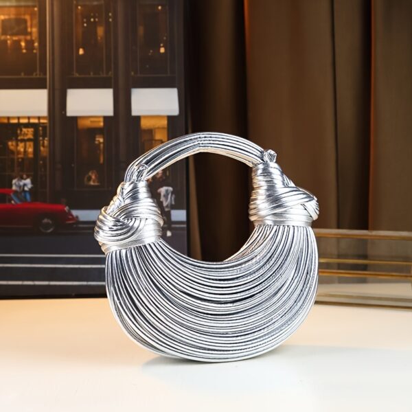 Glossy Trendy Design Sense Handmade Dumpling Bag Hand-Held Crossbody Bag Knotted Rope Noodles Bag Fashionable Personality Female Bag - Image 10