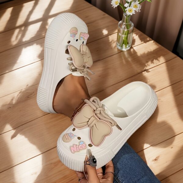 Perfect for Easter Gifts, Essential for Parties, 2025 Summer New Arrival, Japanese and Korean Style Slip-On Non-Slip Women's Sandals with Bow Detailing, Thick Sole Elasticity, Lightweight Breathable, Suitable for Home, Outdoor, Office, and Gatherings - Image 9