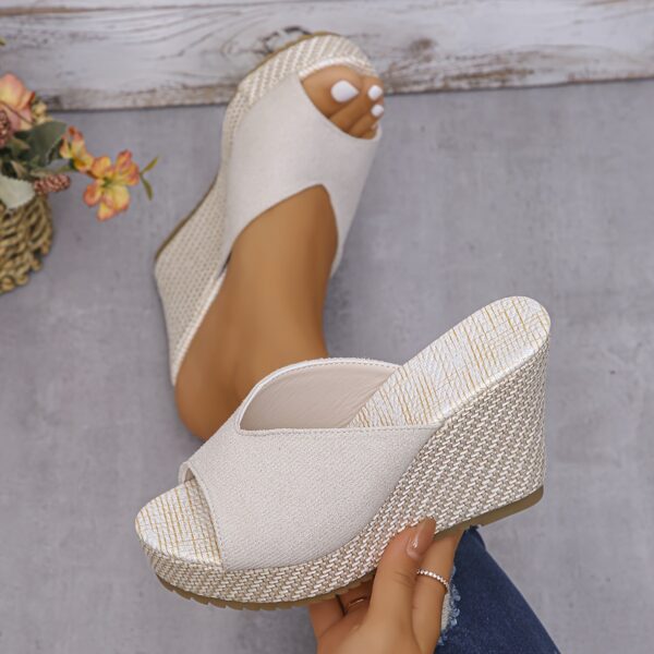 Women's Platform Slip On Sandals, Casual Summer Walking Wedge Sandals, Non-slip Holiday Beach Sandals - Image 7