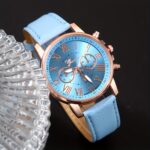 1pc Set of Fashionable Women'S Sky Blue Roman Quartz UP Faux Leather Watch And 5pcs of Heart Sky Blue Accessories Set. Eid, Valentine'S Day, Easter Gift for Mom - Image 4