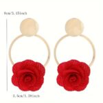 Elegant Boho-Chic Handcrafted Fabric Flower Dangle Earrings - Mixed Colors, Iron Crafted for Everyday & Wedding Wear - Image 5