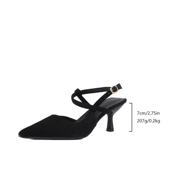 Women'S Plus Size Black Pointed Toe Strappy Heels - Elegant High Heel Shoes with Sparkling Ankle Strap, Perfect for Weddings, Parties, and Formal Events, Stylish High Heel Shoes|Sparkling Ankle Strap|Rubber Sole Heels - Image 2