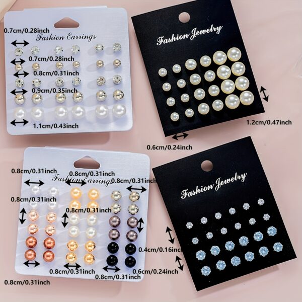 91pcs/114pcs Fashion Minimalist Luxury Metal Wind Hoop Earrings Set Hollow Layered Flower Ring Rhinestone Butterfly Bead Faux Imitation Pearl Pendant Necklace Beaded Bracelet Box Women's Jewelry Set for s Daily Party Friendship Birthday Gift No Box - Image 4