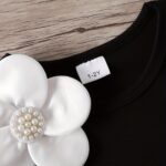 Two-piece Set for Little Girl: Black Sleeveless Top with White Patchwork and White Patchwork Shorts - Image 4