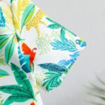Boys' Summer Casual Outfit: White Leaf Print Short Sleeve Shirt and Comfortable Shorts Set, Polyester, Non-Stretch Fabric - Ideal for Outdoor Activities, Tree Leaf, Suitable, Leisure Style, Conventional Version, Summer, Perfect for Outdoor - Image 7
