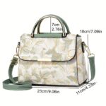 Floral Embroidered Crossbody Bag, Large Capacity with Zipper Closure, Polyester Lined, Versatile Commuter Handbag, Luxurious & Fashionable Design, Edge Paint Detail - Available in Black, Beige, Pink, Khaki, Green - Image 4